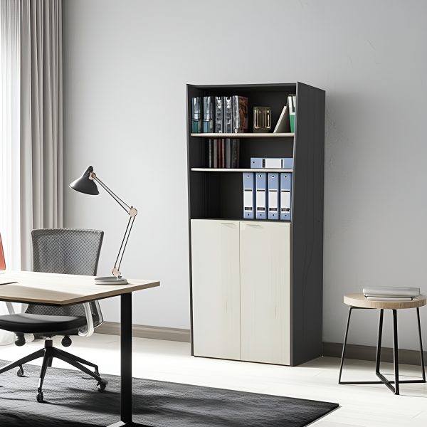 Biblioteca Estanteria Ptas Bajas Melamina 18 Oficina Hogar + Color Negro - Haya