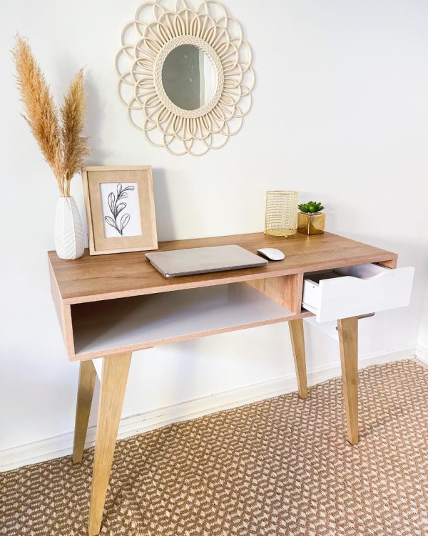 Escritorio Gacela 334020 Madera De 100cm X 75cm X 44.5cm Roble Y Blanco Laqueadas Roble/blanco