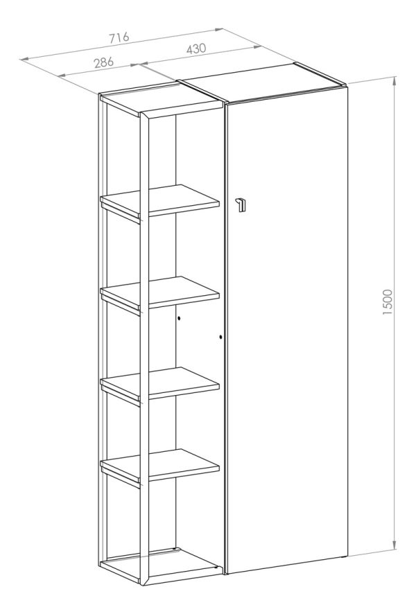 Despensero De Una 1 Puerta Mueble Alacenero Organizador Con Estantería Integrada Izquierda O Derecha + 4 Estantes Internos Ajustables De Cocina Melamina 150cm Color Blanco Multifunción Dielfe D050e