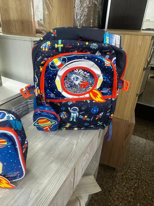 Mochila Escolar, Lunchera Y Monedero. Space. Vest