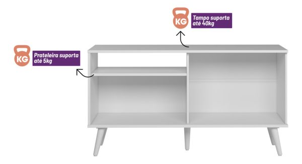 Estante Para Tv Rubi Linea Brasil De 50 Pulgadas, Color Natural/blanco Roto