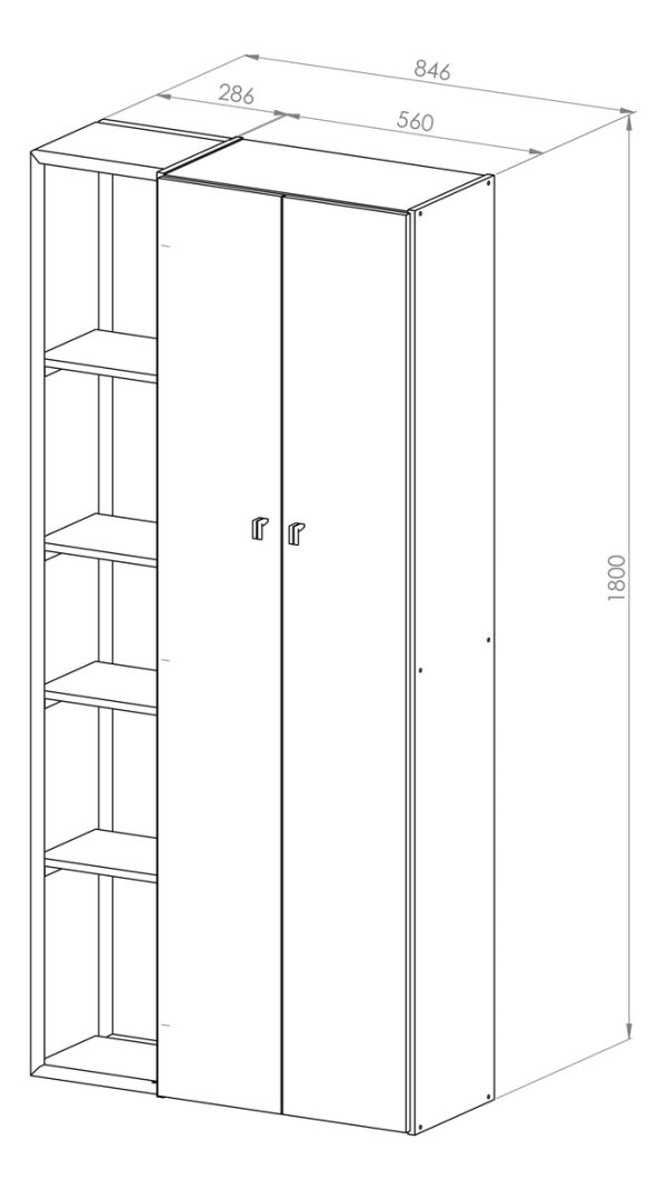 Despensero De Dos 2 Puertas Mueble Alacenero Organizador Con Estantería Integrada Izquierda O Derecha Con 4 Estantes Ajustables De Cocina Melamina 180cm Color Blanco Multifunción D062e Dielfe