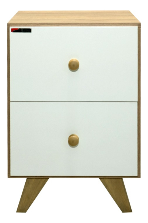 Mesa De Luz Escandinava Muebles Gacela Melamina 2 Cajones Blanco/roble Laqueado Blanco/roble Miel