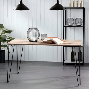 Mesa Comedor Living Cocina Rectangular 1,20mt Industrial Atakama Patas Negras Dielfe
