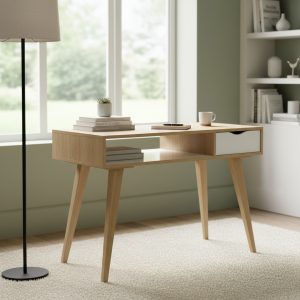 Escritorio Gacela 334020 Madera De 100cm X 75cm X 44.5cm Roble Y Blanco Laqueadas Roble/blanco