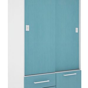 Placard Delos Melamina 2 Puertas Corredizas 2 Cajones Azul Acero