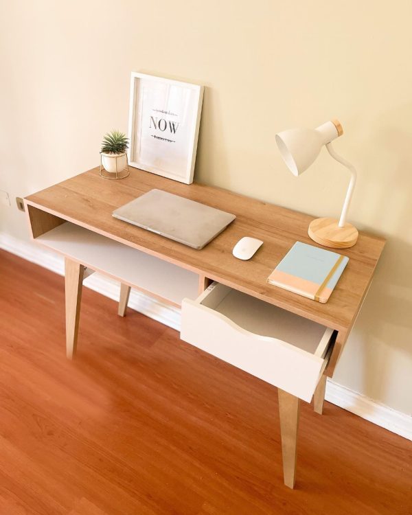 Escritorio Gacela 334020 Madera De 100cm X 75cm X 44.5cm Roble Y Blanco Laqueadas Roble/blanco