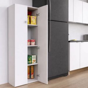 Despensero Cocina Dos Puertas Alacena Organizador 2 Estantes Regulables Blanco Melamina Resistente Multiuso Guardado Hogar Comedor Moderna Fácil Limpieza Kit Antivuelco D060 Dielfe