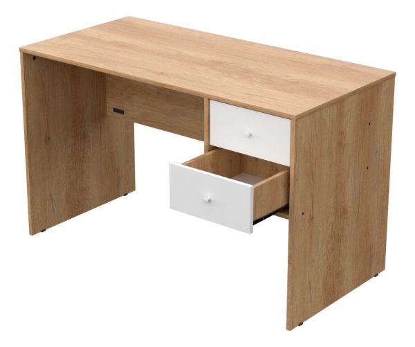 Escritorio Classic Mueble Pc 2 Cajones Oficina Mesa Estudio Nebraska Natural