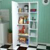 Despensero De Una 1 Puerta Mueble Alacenero Organizador Con Estantería Integrada Izquierda O Derecha + 4 Estantes Internos Ajustables De Cocina Melamina 150cm Color Blanco Multifunción Dielfe D050e