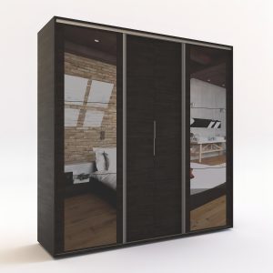 D_968870-MLA92313516692_092025-F.jpg Ropero Placard Con Espejo- 4 Ptas, 2 Caj- Dle 355- 180 X 182 Color Roble Termo Negro