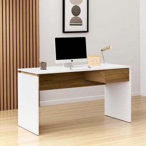 Escritorio Moderno Hogar Oficina Minimalista Mesa De Trabajo Computadora Notebook Estudio Funcional Espacios Un Cajon Dielfe Color Blanco Con Roble Kendal Bzec120 Dielfe