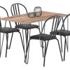 Mesa Comedor Living Cocina Rectangular 1,20mt Industrial Atakama Patas Negras Dielfe Negro