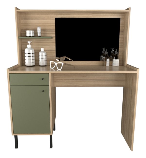 Escritorio Maquillador Tocador Con Espejo 3115 Color Cocobolo/safari