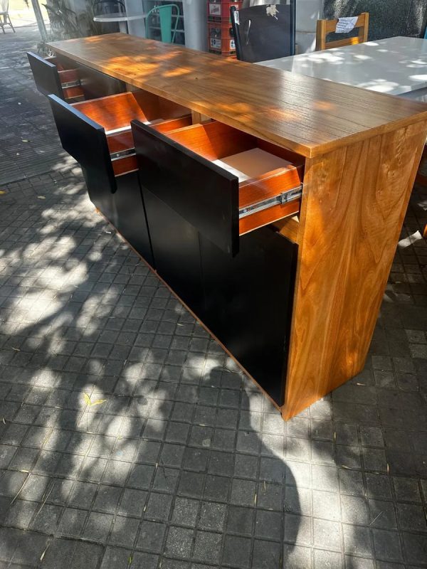 Bahiut Vajillero 4 Puertas, 4 Cajones. 180 X 90 X 40- Negro