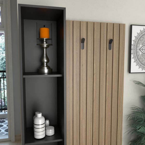 Recibidor Zapatero Con Perchero Organizador Entrada Color Olmo Negro