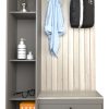 Recibidor Mueble Organizador Con Zapatero Y Estanteria Hogar Color Nevado Con Gris