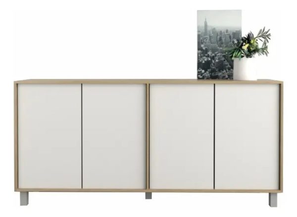 Mueble Bahiut Vajillero 4 Puertas 180 Cm Moderno Living Color Olmo Everest