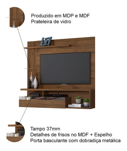 D_655800-MLU70679041739_072023-F.jpg Panel Suspendido Para Tv De Hasta 60 Pulgadas Tijuca Línea Brasil Color Nogal
