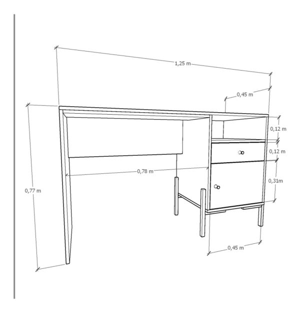 Escritorio Industrial Melamina 1 Cajon 1 Puerta 1,25 Mt 4255