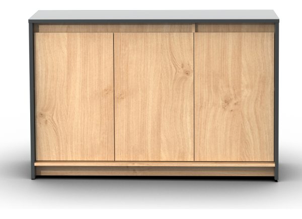 Bahiut Vajillero Aparador Modular 3 Puertas Con Estante 130cm Linea Niza Color Gris Grigio Roble Kendal Bajo Vajillero Moderno Bpn130 Dielfe Gris / Roble Kendal