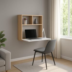 D_670295-MLA100384375969_122025-F.jpg Escritorio Habitacion Oficina Juvenil Hogar Flotante Plegable Espacio Reducido Moderno Blanco Y Roble Eco063 Dielfe Blanco / Roble Natural