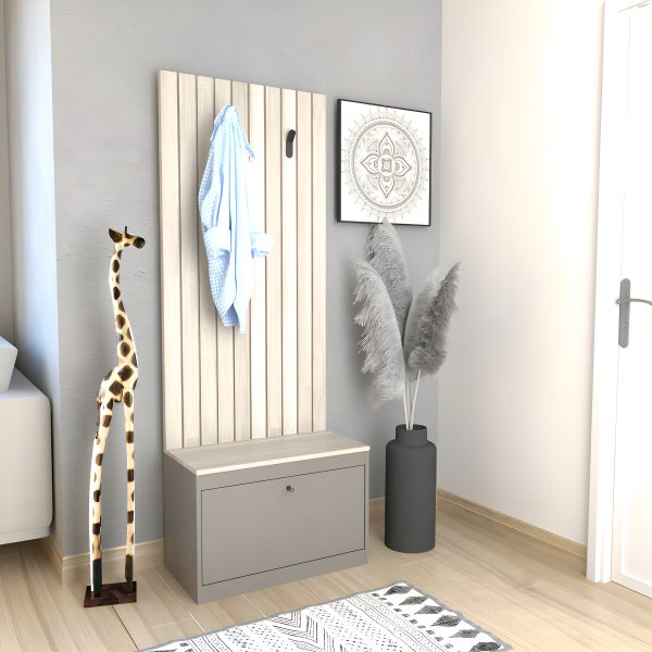 Mueble Recibidor Organizador De Calzado Funcional+++ Color Nevado Con Gris