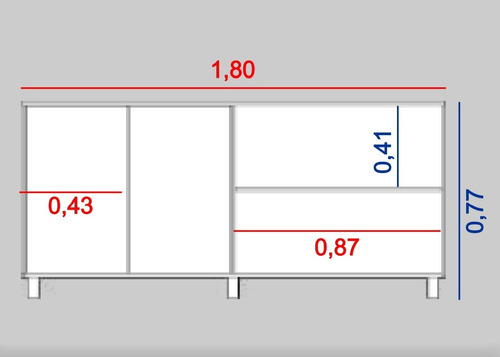 Mueble Bahiut Vajillero 4 Puertas Nogal/negro 7008 Tables Ogal/negro