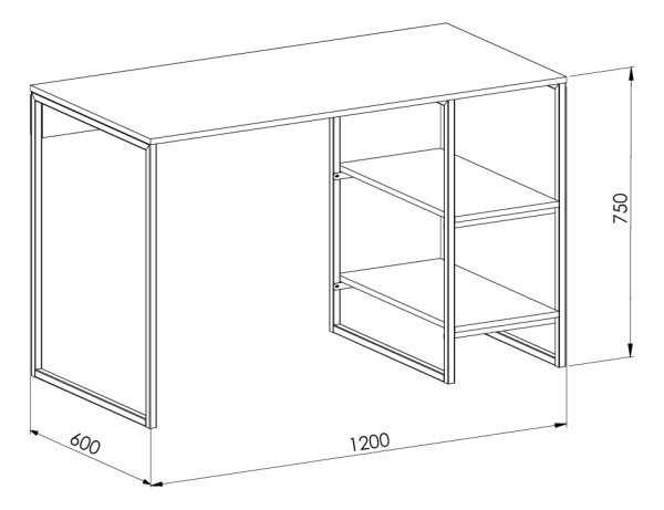 Escritorio Mesa De Trabajo Hogar Oficina Para Computadora Cpu 3 Estantes 120cm Color Blanco Y Roble Natural Ees120 Dielfe Roble Natural / Blanco