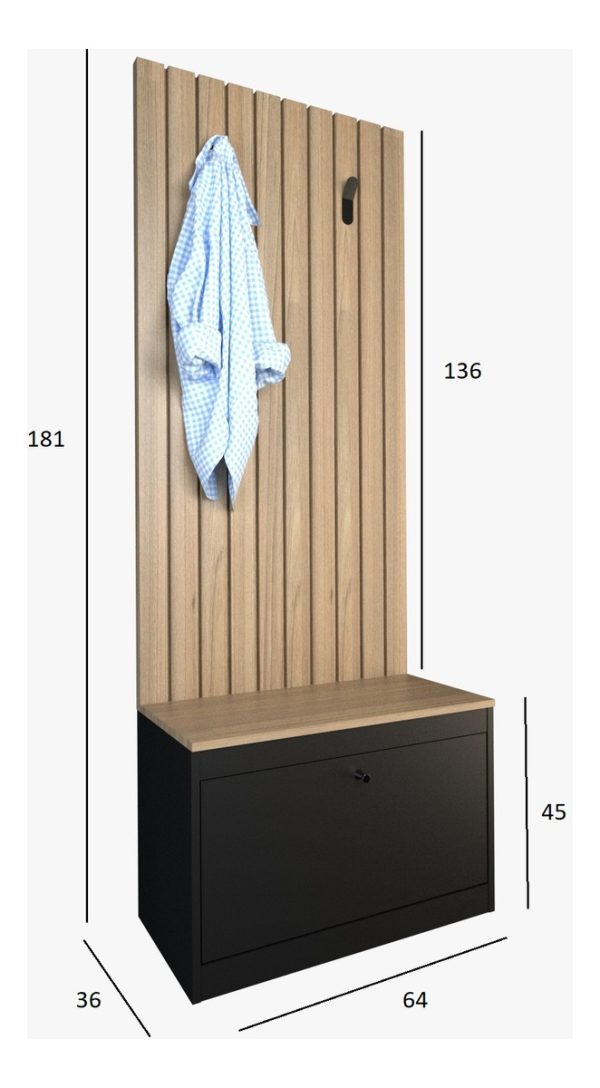 D_694585-MLA85132873679_052025-F.jpg Recibidor Zapatero Varillado Con Perchero Entrada Dormitorio Color Olmo Everest