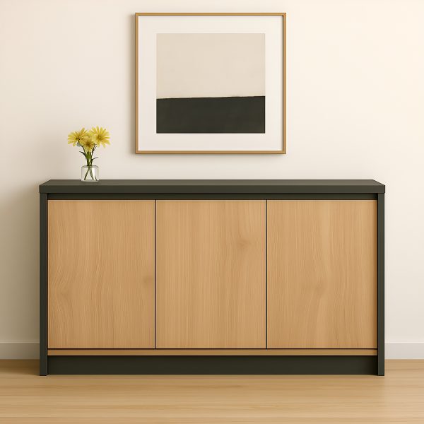 Bahiut Vajillero Aparador Modular 3 Puertas Con Estante 130cm Linea Niza Color Gris Grigio Roble Kendal Bajo Vajillero Moderno Bpn130 Dielfe Gris / Roble Kendal