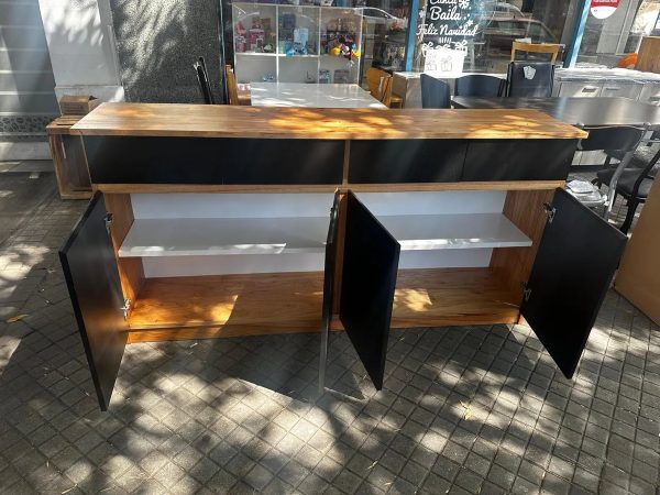 Bahiut Vajillero 4 Puertas, 4 Cajones. 180 X 90 X 40- Negro