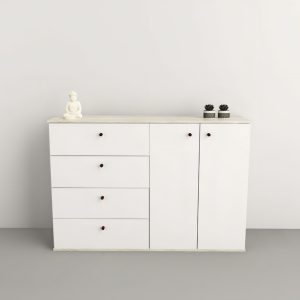 D_724838-MLA80329712463_102024-F.jpg Bahiut Vajillero 2 Puertas 4 Cajones Living Melamina Color Nevado Everest