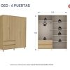 Ropero Milenial Geo 4 Puertas, 2 Cajones 156 X 192 X 45