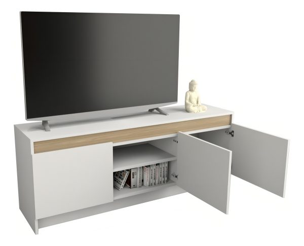 Mesa Rack Tv Led Springwall 3 Puertas 1,35m Color Everest Olmo