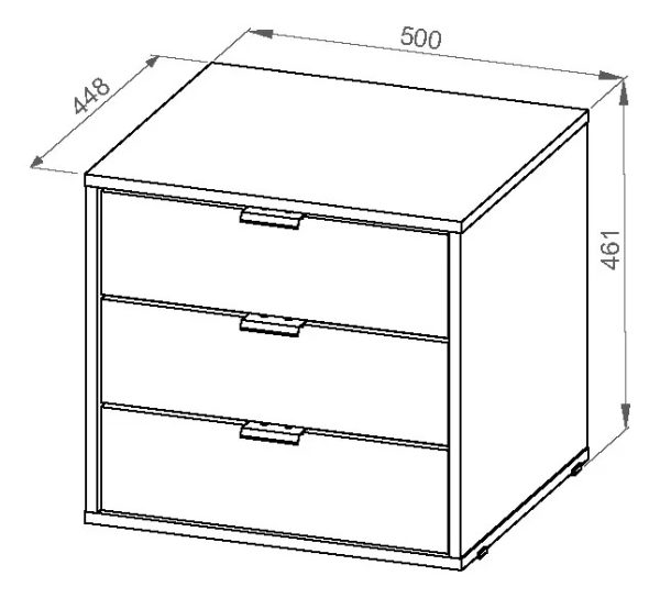 Cajonera 3 Cajones Organizador Dormitorio Living Oficina Con Tiradores Aluminio Correderas Metálicas Melamina Blanco 50 Cm Guardado Ca3cl Dielfe