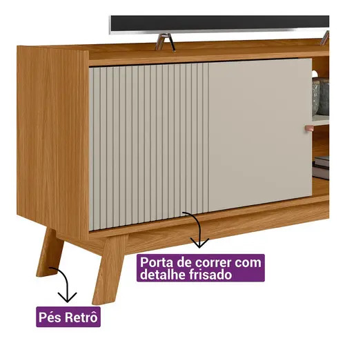 Estante Para Tv Aurum Linea Brasil De 65 Pulgadas, Color Natural/blanco Roto