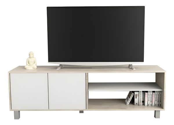 Mesa Tv Rack Living 75 Pulgadas 2 Puertas Estante 4100 Color Nevado/everest