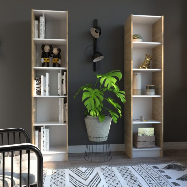 Estanteria Biblioteca Chica Abierta Melamina Color Olmo Everest