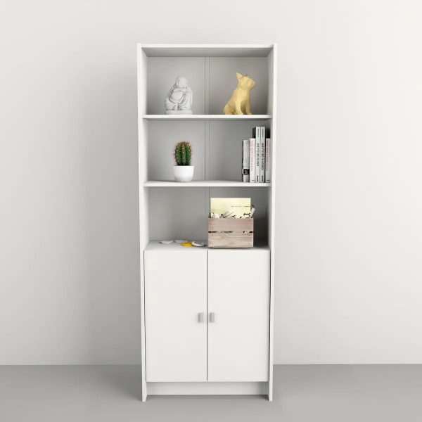 Estanteria Biblioteca Grande Con Puertas Melamina Color Everest