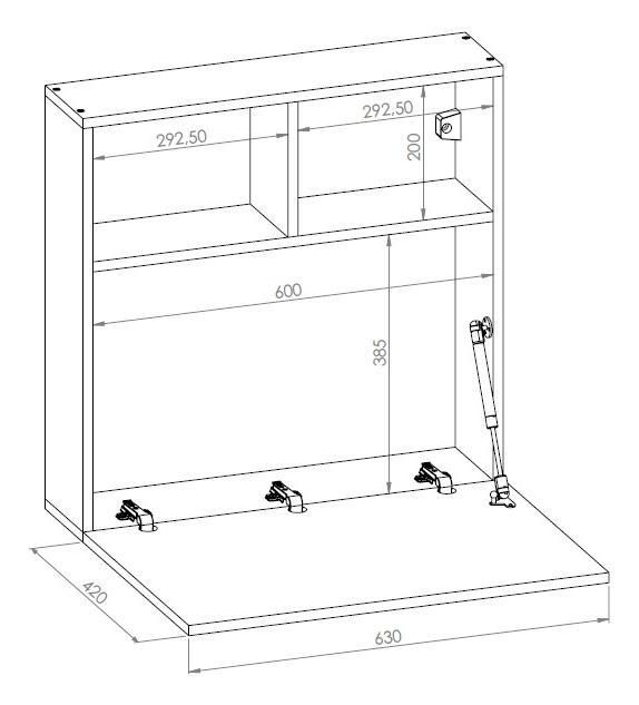 Escritorio Habitacion Oficina Juvenil Hogar Flotante Plegable Espacio Reducido Moderno Blanco Y Roble Eco063 Dielfe Blanco / Roble Natural