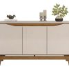 Buffet Comoda Comedor Living, 3 Puertas, 2 Estantes, Mdp Y Mdf, Color Blanco Y Miel, Dj Móveis Freijó/off White