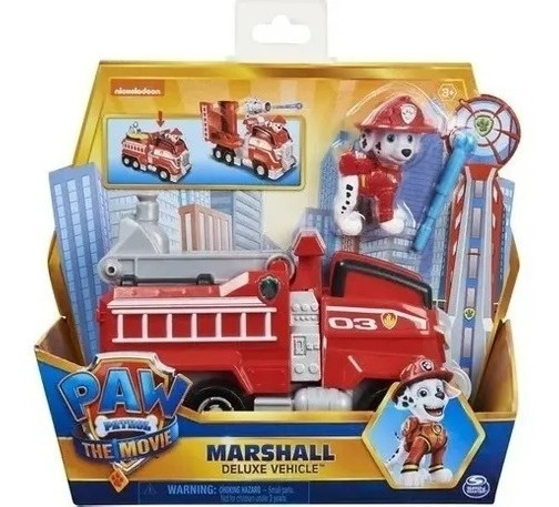 Paw Patrol Deluxe Vehiculo Mediano Con Figura Marshall