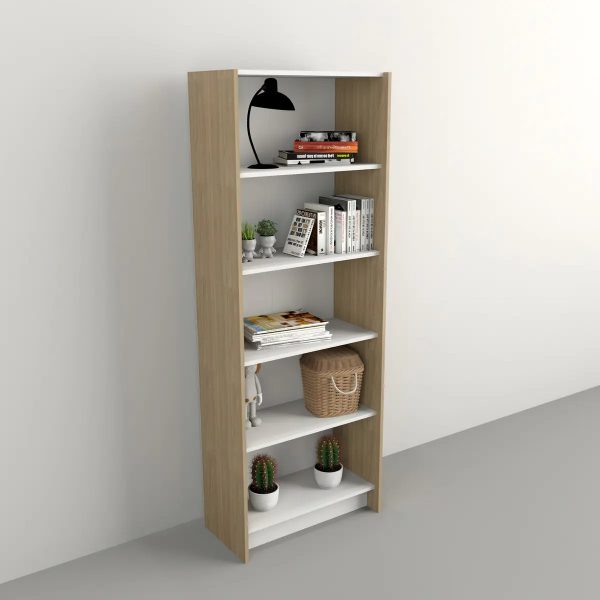 Estanteria Biblioteca Grande Abierta Melamina Color Olmo Everest