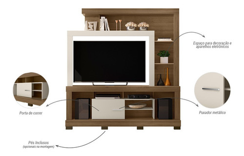 Estante Para Tv Ipanema Linea Brasil De Hasta 55 Pulgadas, Color Avela/blanco Roto Avela/off White