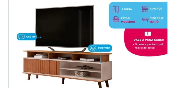 Rack Para Tv Flow, 1 Puerta Corrediza- 170 X 60- Dj Moveis