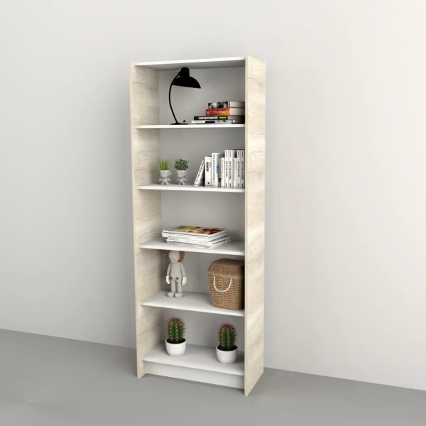 Estanteria Biblioteca Grande Con Puertas Melamina Color Nevado Everest