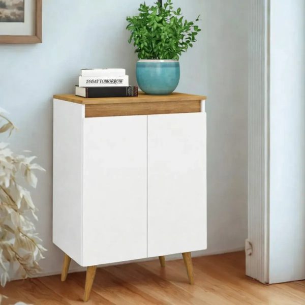 Buffet Aparador De Cocina Blanco/miel 2 Puertas Retro 60 Cm