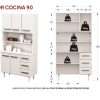 Vajillero Aparador Mueble Organizador De Cocina Despensero Color Avellana