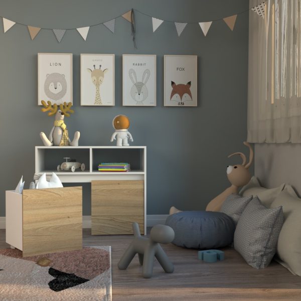 Juguetero 2 Cajones C/ruedas Baúl Juguetes Baires4 Color Blanco